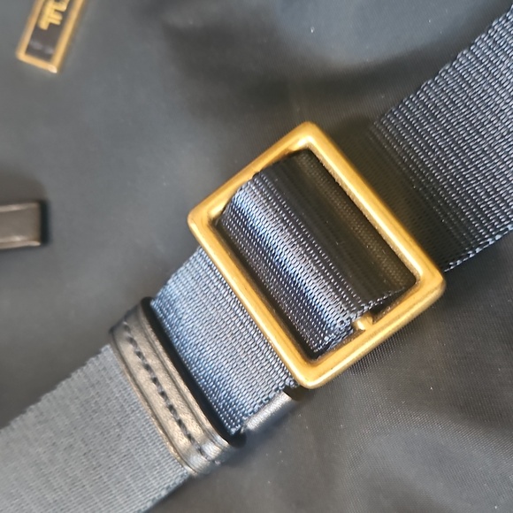 TUMI Navy Blue Nylon Crossbody Bag Gold Toned Hardware - Picture 2 of 12